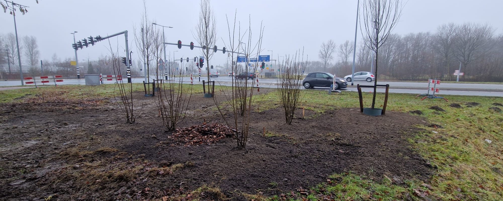 Aanplanting en marternest kruispunt Kruisweg Van Heuven Goedhartlaan Hoofddorp